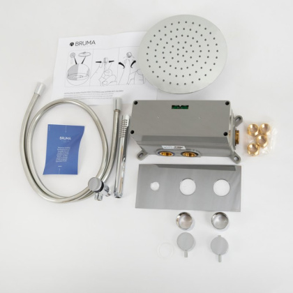 CZR-B-VDIM-30-T-01 Душевая система встраиваемого монтажа с термостатическим смесителем с верхним и ручным душем, верхний душ из ABS диаметр 300 мм Исполнение: Хром  CZR-B-VDIM-30-T-01 Душевая система встраиваемого монтажа с термостатическим смесителем с верхним и ручным душем, верхний душ из ABS диаметр 300 мм Исполнение: Хром