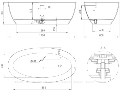 Ванна из искусственного камня ALDA Nuova 160х80,101923M Ванна из искусственного камня ALDA Nuova 160х80,101923M