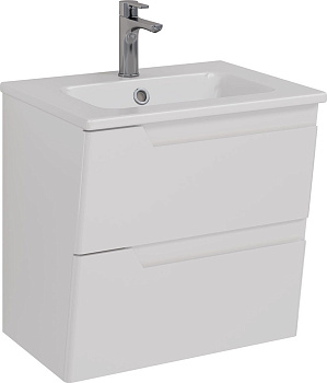 Тумба Lemark MIANO 60см под 1 раковину, подвесная, 2 ящика, цвет корпуса, фасада: Белый глянец