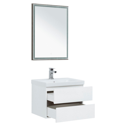 Мебель для ванной Aquanet Беркли 60 белый/дуб рошелье (зеркало дуб рошелье)
