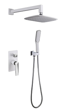 Смеситель встроенный + верхний душ + ручной душ БЕЛЫЙ+ХРОМ Смеситель встроенный + верхний душ + ручной душ БЕЛЫЙ+ХРОМ