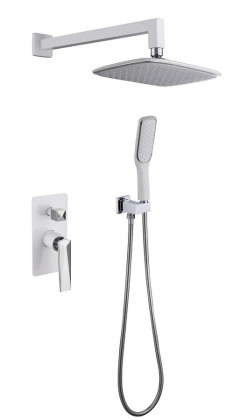 Смеситель встроенный + верхний душ + ручной душ БЕЛЫЙ+ХРОМ Смеситель встроенный + верхний душ + ручной душ БЕЛЫЙ+ХРОМ