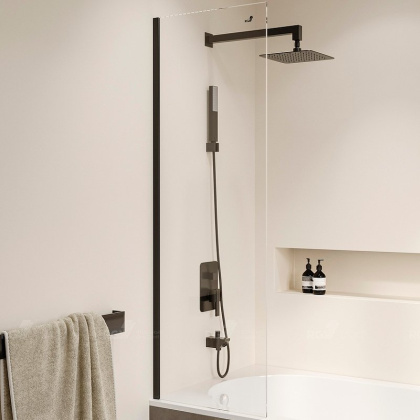 Шторка на ванну  50*150 RGW SC-056-8-B Чёрный/Прозрачное/8 мм (Easy)