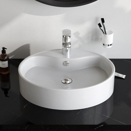 M8FWCC20561WG Func Раковина накладная, овал с базой под смес., 56 см, цвет Белый глянец