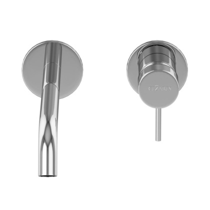 LEAF-BLI2-L-GM Смеситель для раковины встраиваемый однорычажный, на два отверстия, длина излива 23 см, исполнение Gunmetal PVD