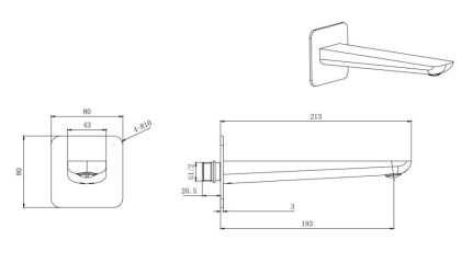 Излив для ванны 190 мм AQUATEK AQ1041CR ВЕГА  Излив для ванны 190 мм AQUATEK AQ1041CR ВЕГА
