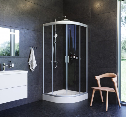 W90G-401-090WT Gem душевое ограждение 90х90, стекло прозрачное, профиль матовое серебро, без поддона