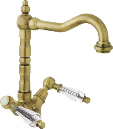 DIAMOND-LS2-03/24-Sw Смеситель на раковину с донным клапаном, исполнение золото, ручки Swarovski DIAMOND-LS2-03/24-Sw Смеситель на раковину с донным клапаном, исполнение золото, ручки Swarovski