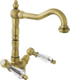 DIAMOND-LS2-03/24-Sw Смеситель на раковину с донным клапаном, исполнение золото, ручки Swarovski DIAMOND-LS2-03/24-Sw Смеситель на раковину с донным клапаном, исполнение золото, ручки Swarovski