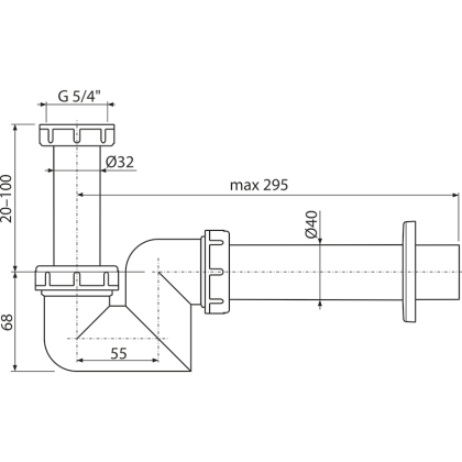 Сифон для умывальника и биде DN40 пластик
