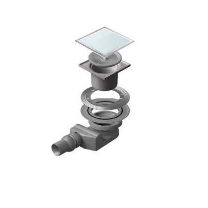 13000094 Точечный трап 150х150 мм Confluo Standard White Glass 2,белое стекло, с рамкой Исполнение: Хром 