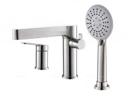 DELTA Смеситель на борт ванны с ручным выдвижным душем, нержавеющая сталь, исполнение сатин DEL-BVD3-IN DELTA Смеситель на борт ванны с ручным выдвижным душем, нержавеющая сталь, исполнение сатин DEL-BVD3-IN