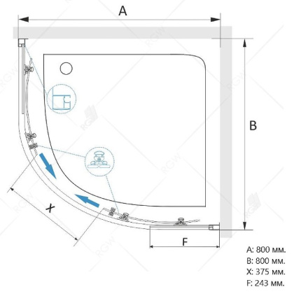 Душевой уголок RGW Classic CL-54-B 80х80 32095488-14 профиль Черный стекло прозрачное