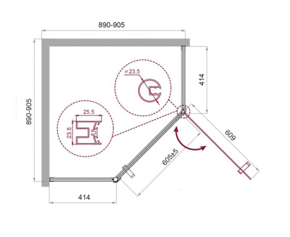 Душевой уголок BelBagno UNO-195-P-1-80-C-Cr