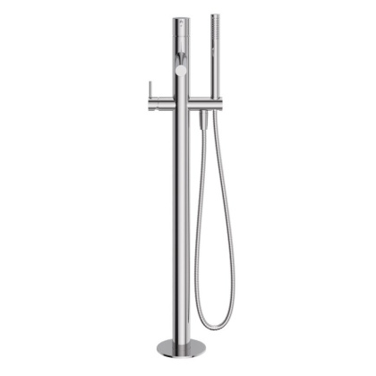 LEAF-VDP-L-GM Напольный смеситель для ванны и душа однорычажный в комплекте с ручным душем и шлангом, исполнение Gunmetal PVD