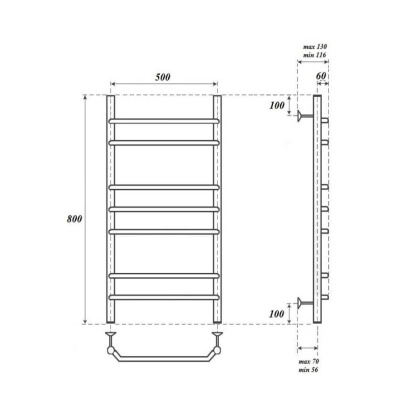 Полотенцесушитель электрический Point Венера PN07158E П7 500x800 левый/правый, хром