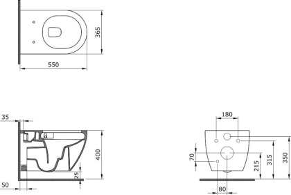 Унитаз подвесной V-Tondo, белый, в комплекте с крышкой-сиденьем, 1416-001-0129+A0336-001
