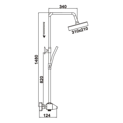 Душевая система латунь черный R3736H Душевая система латунь черный R3736H