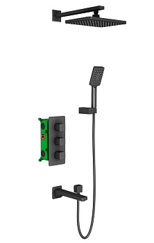 Душевая система Timo Petruma SX-5049/03SM скрытого монтажа с термостатом, черная матовая