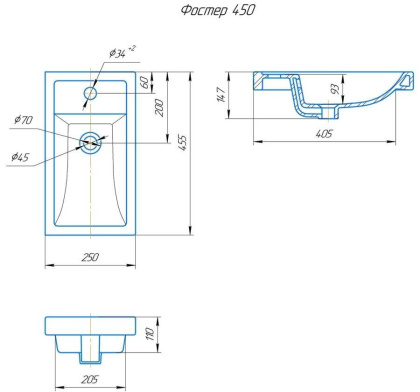 Раковина Kirovit Фостер 45  Раковина Kirovit Фостер 45