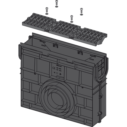 Пескоуловитель для дренажного канала AVZ104 с пластиковой рамой и пластиковой решеткой А15