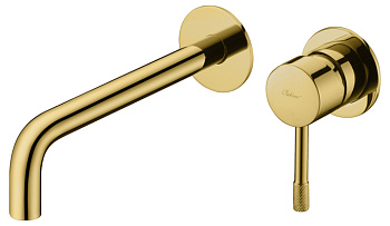 Смеситель для умывальника мз стены, Uno. Gold Смеситель для умывальника мз стены, Uno. Gold