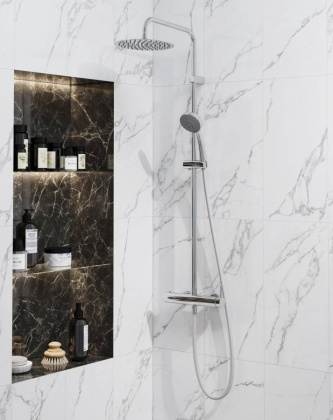 Душевая колонна NOTA на 2 потока с механическим смесителем с  ручным душем на 5 режимов, хром