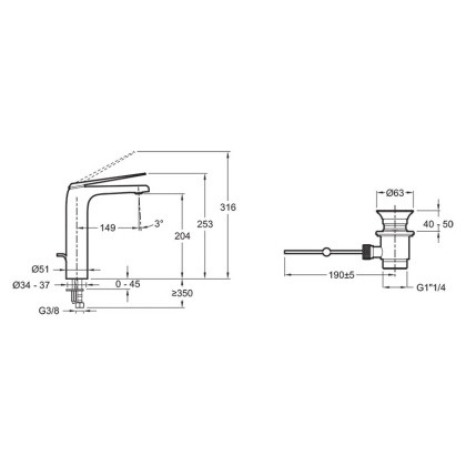 Смеситель E97347-CP Jacob Delafon  Avid хром для раковины латунь, шт