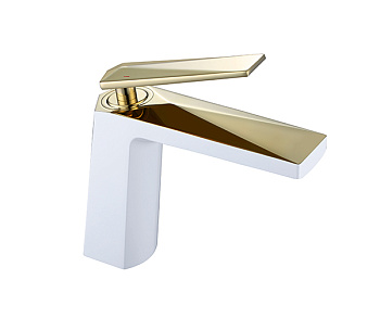 Смеситель для умывальника VENTURO белый + золото