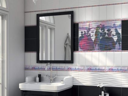 Плитка настенная 19028 N Карнавал в Венеции белый (20см*9,9см*9,2мм) (40шт/0,792м2) грань, м2