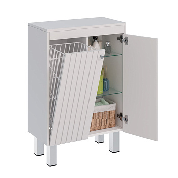 Шкаф Lemark ROMANCE 60см подвесной/напольный, с откидной корзиной для белья, цвет корпуса, фасада: Белый глянец