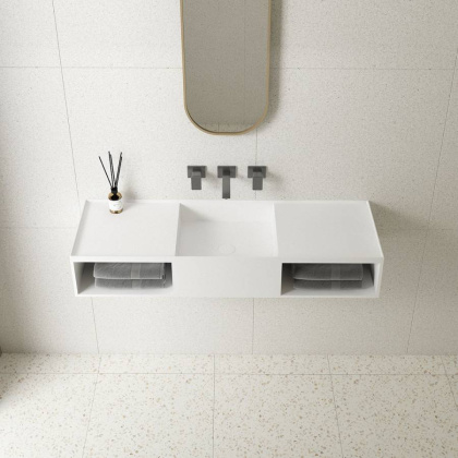 Раковина из искусственного камня Vincea VWB-6S212MW, 1200*400*200, подвесная, цвет белый матовый Раковина из искусственного камня Vincea VWB-6S212MW, 1200*400*200, подвесная, цвет белый матовый