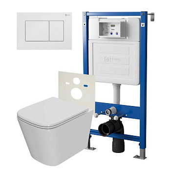 Сет: Система инсталляции Point Элемент для подвесного унитаза PN45120 + Клавиша смыва для инсталляции Point Ника, белая, PN44081W + Унитаз подвесной Point Ника безободковый, сиденье микролифт PN41081 Сет: Система инсталляции Point Элемент для подвесного унитаза PN45120 + Клавиша смыва для инсталляции Point Ника, белая, PN44081W + Унитаз подвесной Point Ника безободковый, сиденье микролифт PN41081