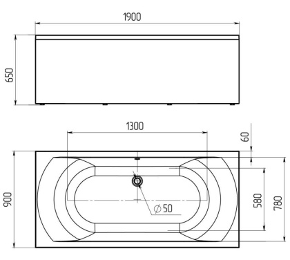Акриловая ванна 1Marka Diana 150х90 R 01ди1590п Акриловая ванна 1Marka Diana 150х90 R 01ди1590п
