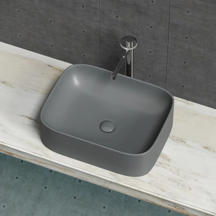 Умывальник чаша накладная прямоугольная (Темный Антрацит Матовый) Element 505*380*150мм