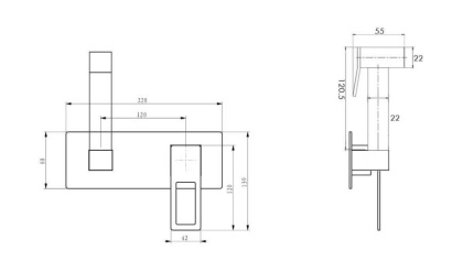 Гигиеническая лейка Q со смесителем BLACK BLACK
