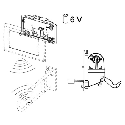Механизм дистанционной активации смыва унитаза для поручней, батарейка 6 В