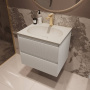 База под раковину Welle 600 подвесная, 2 выкатных ящика soft-close, M.White