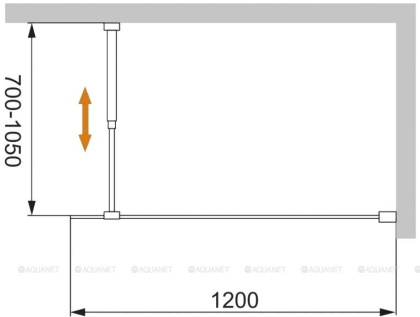 LIBERTA-L-1-120-C-NERO Душевая перегородка с односторонним входом, стекло прозрачное, профиль чёрный, 1200x1950 мм