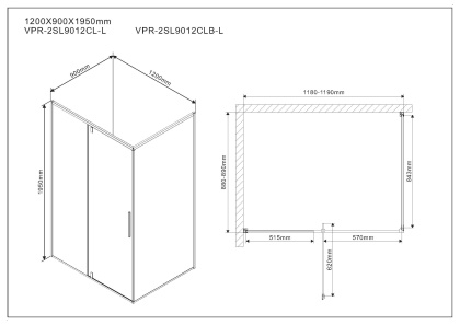 Душевой уголок Slim VPR-2SL9012CLB-L, 1200*900, матовый черный, стекло прозрачное, левый Душевой уголок Slim VPR-2SL9012CLB-L, 1200*900, матовый черный, стекло прозрачное, левый