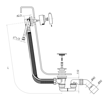 Слив-перелив с наливом OMNIRES CGS TK122-PLUS-3.01+64-SCR (хром)