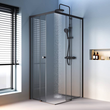 W94G-403-10080-BТ Душевое ограждение X-Joy Square Slide 100х80, Черный, прозрачное W94G-403-10080-BТ Душевое ограждение X-Joy Square Slide 100х80, Черный, прозрачное