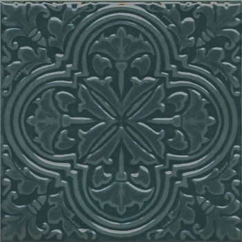 Декор Фес зелёный тёмный глянцевый 15x15x0,69