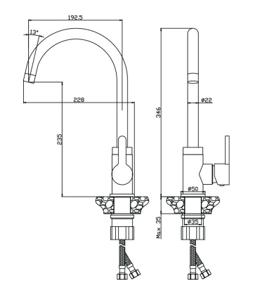 Смеситель д/кухниTORRES, арт.17430TR