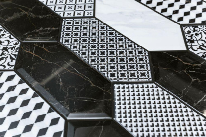 Декор 5 HGD\A484\35006 Келуш Черный/Белый (34см*14см*6,9мм) (10шт/0,476м2) Орнамент, шт