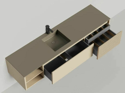 Подвесная тумба Domino 2000, эмаль, с открытой полкой, под встраиваемую раковину