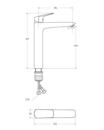 DUE Смеситель для накладной раковины без донного клапана, хром DUE-LMC-CRM-W0
