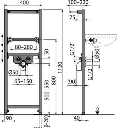 Монтажная рама для умывальника