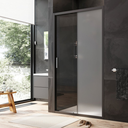 W90G-110-1-195BM Gem Solo Дверь душевая 110х195, стекло матовое, профиль Черный матовый
