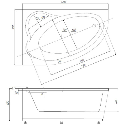 Акриловая ванна Акватек Фиджи 170х110 FID170-0000002 R